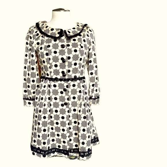 One of a kind spring coat floral cute imported ivory black lace details XS - Picture 3 of 15